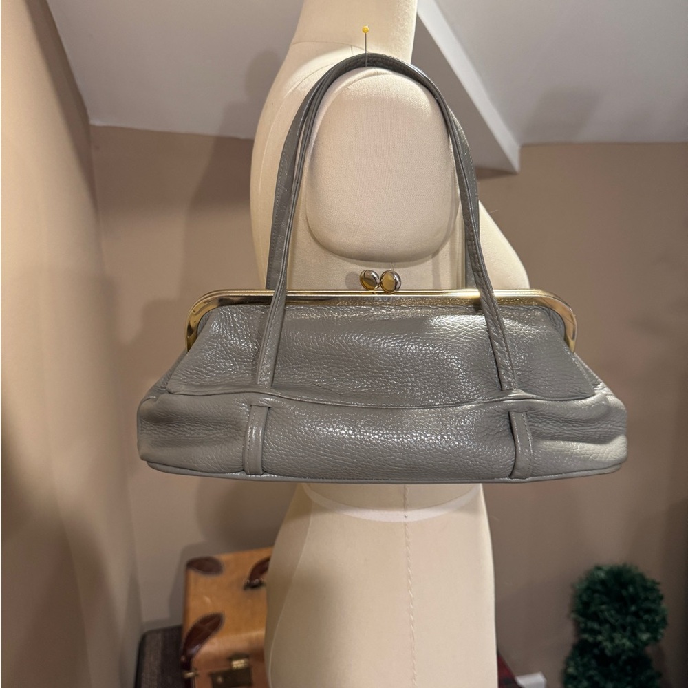 Vintage Baronet Gray Leather Frame Bag